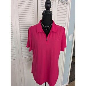 MoFiz Golf Polo Shirt Women's L Raspberry Short Sleeve Stretch Athletic Top NEW